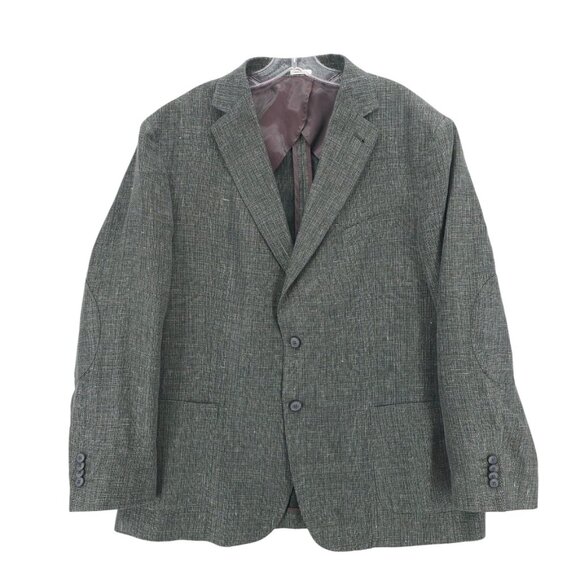 JOSEPH ABBOUD Guabello Olive Green Wool Linen Sport Coat Jacket Woven 46R